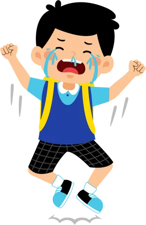 Sad boy student crying  Illustration