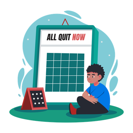 Sad boy with Quit Game  Illustration