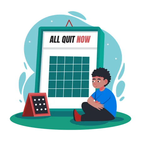 Sad boy with Quit Game  Illustration