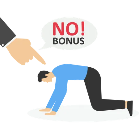 Sad businessman no bonus money  Illustration