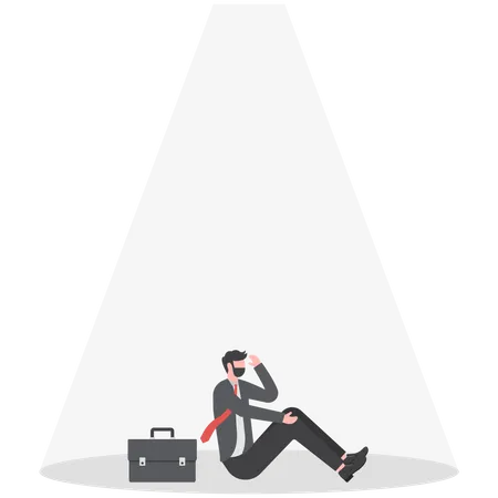 Sad Businessman Sitting Concept Or Peoples Tendency To Assume Their Mistakes The Spotlight Effect Is A Psychological Phenomenon Concept Vector Illustrator Illustration