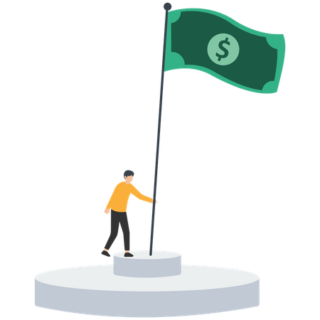 Sad businessman waving flag metaphor of surrendering  Illustration