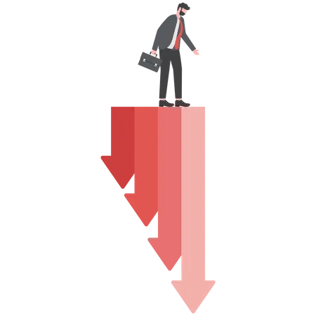 Sad businessman with Falling graph  Illustration