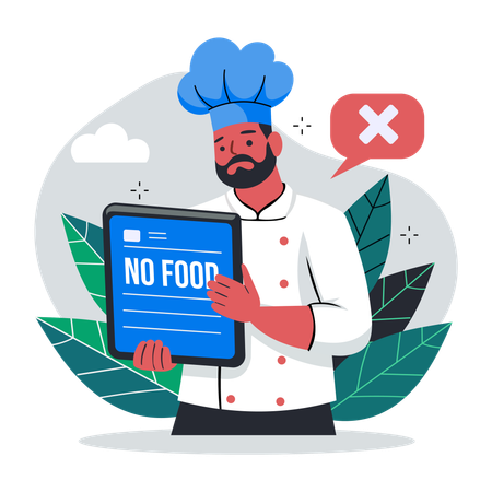 Sad Chef with no food  Illustration