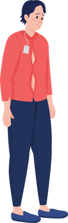 Sad customer in tight clothes  Illustration