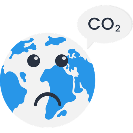 Sad earth facing increase od co2  Illustration