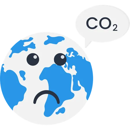 Sad earth facing increase od co2  Illustration