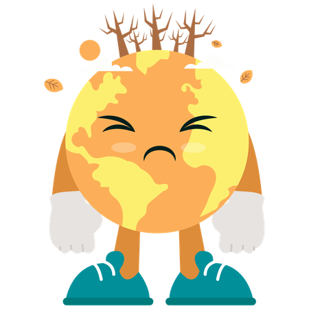 Sad Earth with Deforestation  Illustration