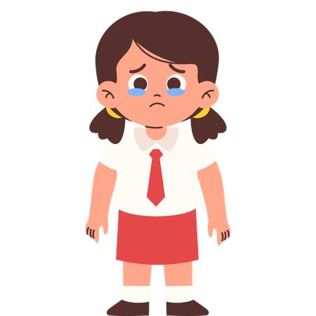 Sad Elementary Student  Illustration