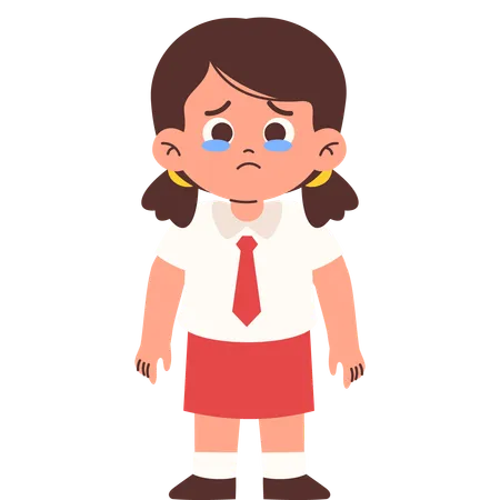 Sad Elementary Student  Illustration