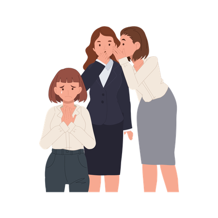 Sad employee and gossiping coworkers in office  Illustration