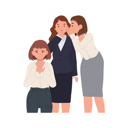 Sad employee and gossiping coworkers in office  Illustration