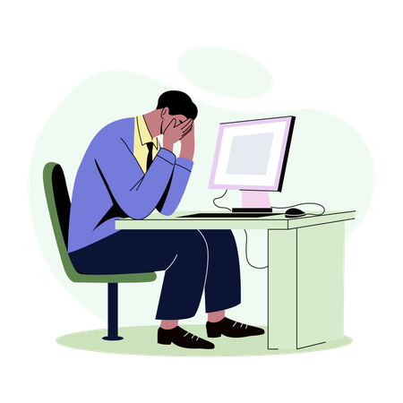 Sad employee frustrated with workload  Illustration