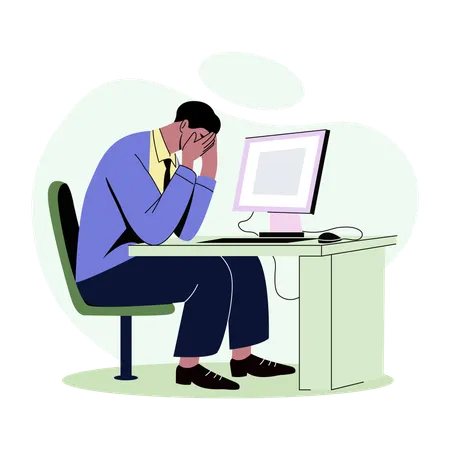 Sad employee frustrated with workload  Illustration