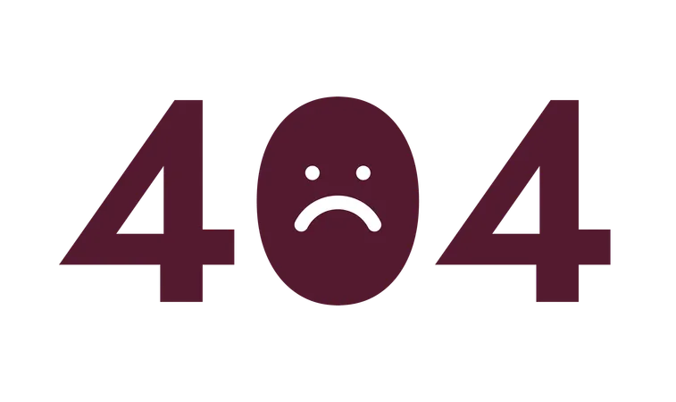 Sad expression black white error 404 flash message  Illustration