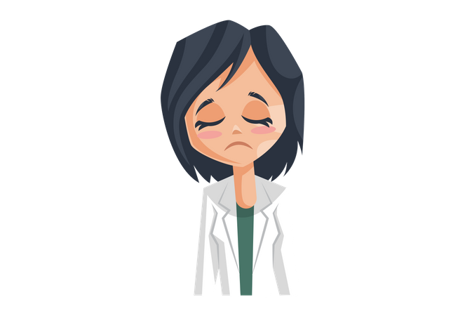 Sad Female Doctor Illustration