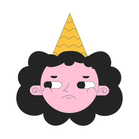 Sad girl birthday hat  Illustration