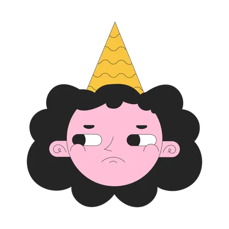 Sad girl birthday hat  Illustration