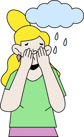 Sad Girl Crying  Illustration