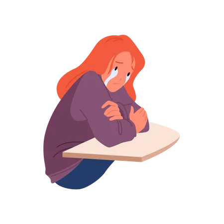 Sad girl crying  Illustration