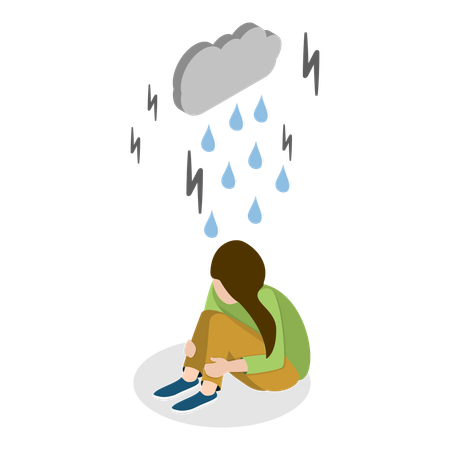 Sad girl having Mental Disorder  Illustration