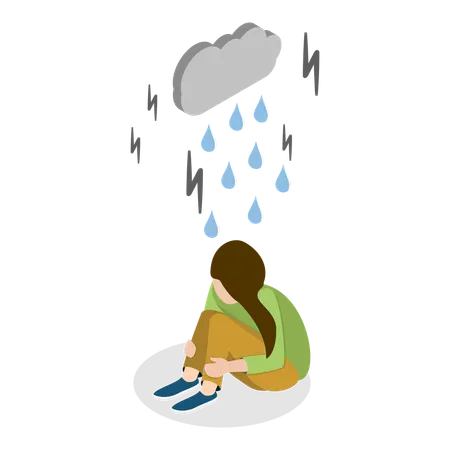 Sad girl having Mental Disorder  Illustration