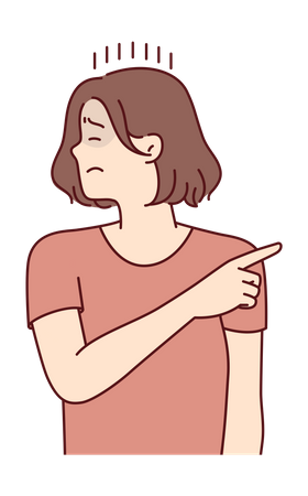 Sad girl pointing right  Illustration