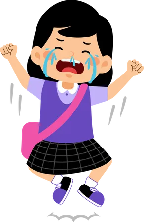 Sad Girl student crying  Illustration