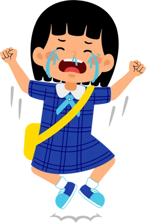 Sad Girl student crying  Illustration