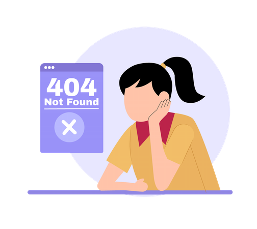 Sad Girl with Error Message  Illustration