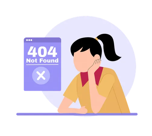 Sad Girl with Error Message  Illustration