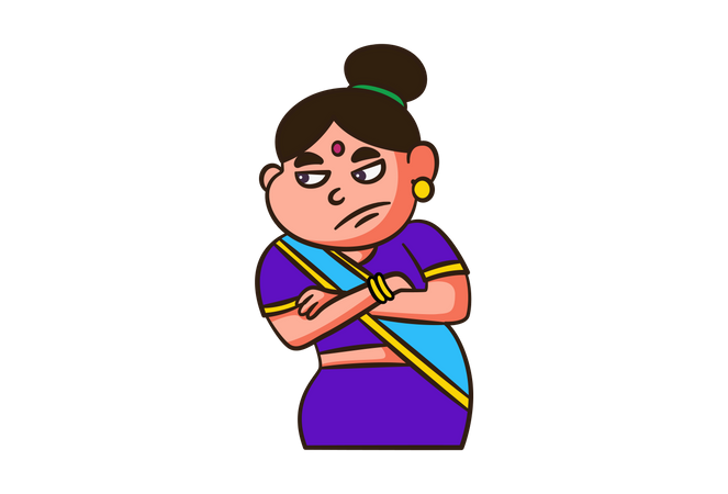 Sad Indian Woman  Illustration