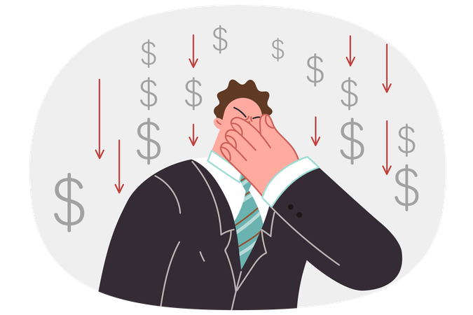 Sad investor upset about loss in investment  Illustration