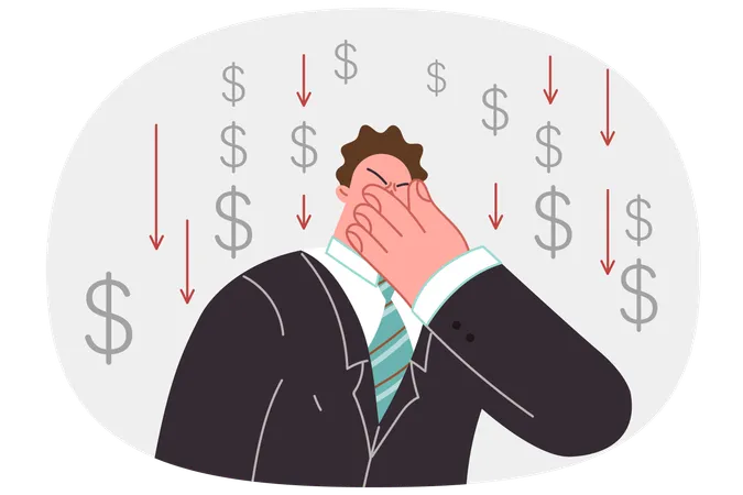 Sad investor upset about loss in investment  Illustration