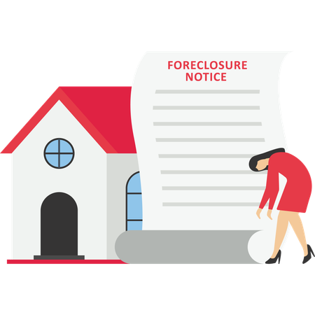 Sad lady fail to repay bank Mortgage loan  Illustration