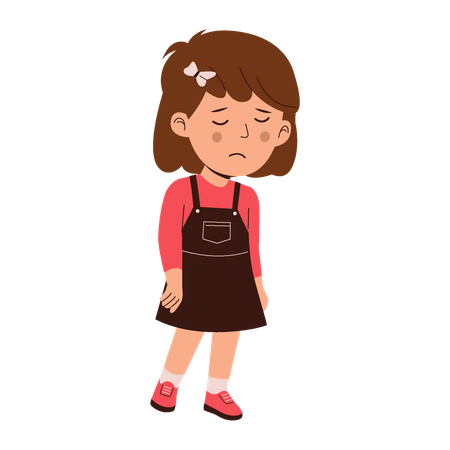 Sad little girl standing  Illustration