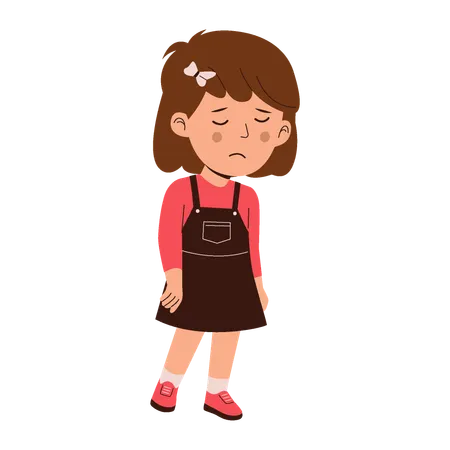 Sad little girl standing  Illustration