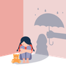 sad little girl illustration free download