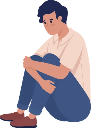 Sad lonely teenager boy  Illustration