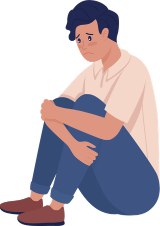 Sad lonely teenager boy  Illustration