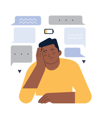 Sad man having no energy for communication  Illustration