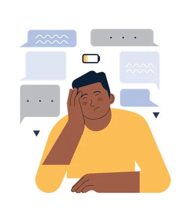 Sad man having no energy for communication  Illustration