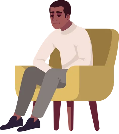 Sad Man in armchair  Illustration