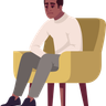 illustration sad man sitting on chair