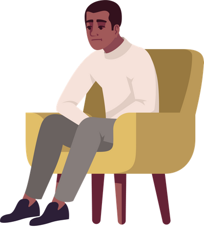 Sad Man in armchair  Illustration