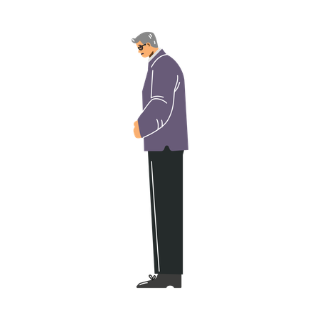 Sad man in grieving loss of relative  Illustration