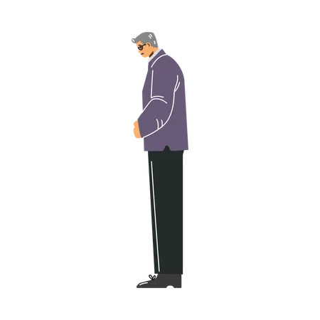 Sad man in grieving loss of relative  Illustration