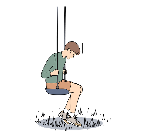 Sad man in park Illustration