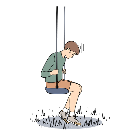 Sad man in park  Illustration