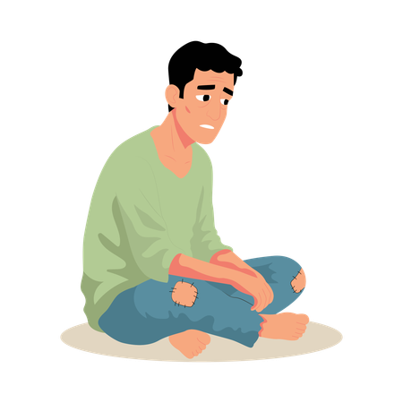 Sad man Sitting in Despair  Illustration